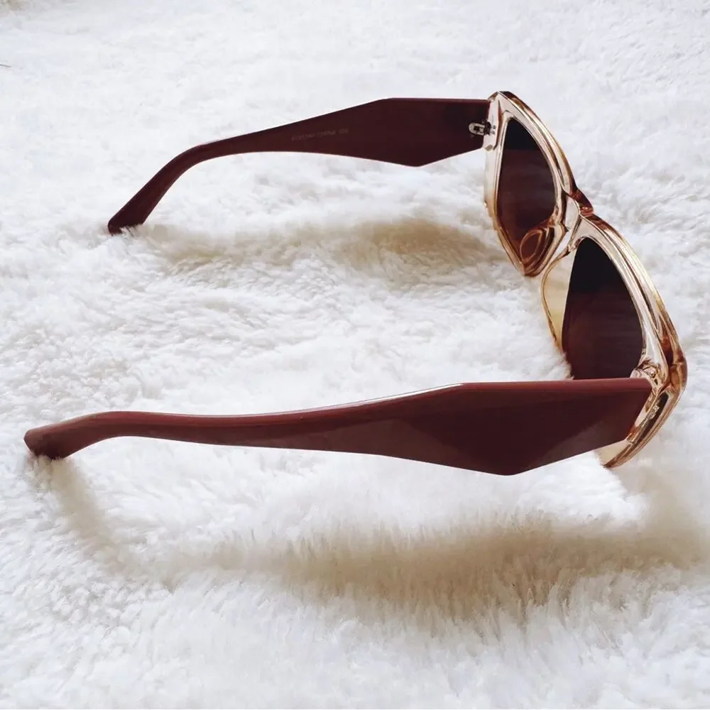 Lily Clear Mauve Rectangular Sunglasses